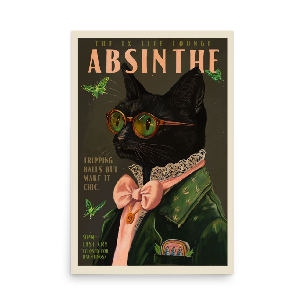 Absinthe Cat Print