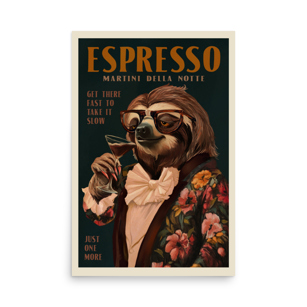 Espresso Martini Sloth Print