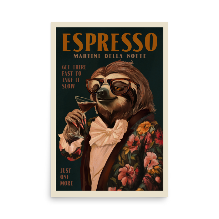 Espresso Martini Sloth Print
